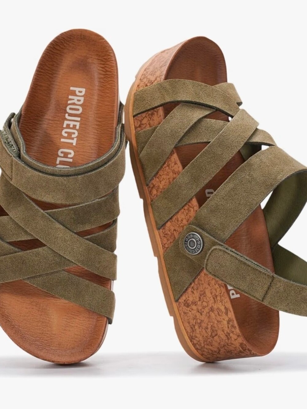 Olive Suede Crisscross Platform Sandals